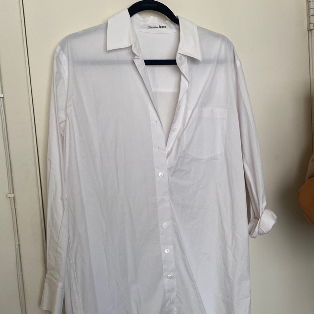 Reformation white button up Nalah dress